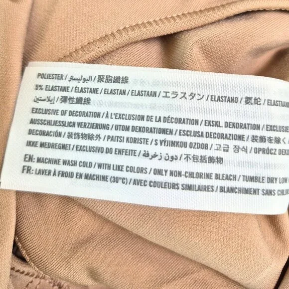 Abercrombie & Fitch Wrap Bodysuit Sz Med Long Sleeve Lined Tan Soft NWT Classic - Picture 8 of 9